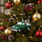 [2D FLAT ACRYLIC] Personalized Family Christmas Ornament | Red Truck Holiday Decor with Custom Names