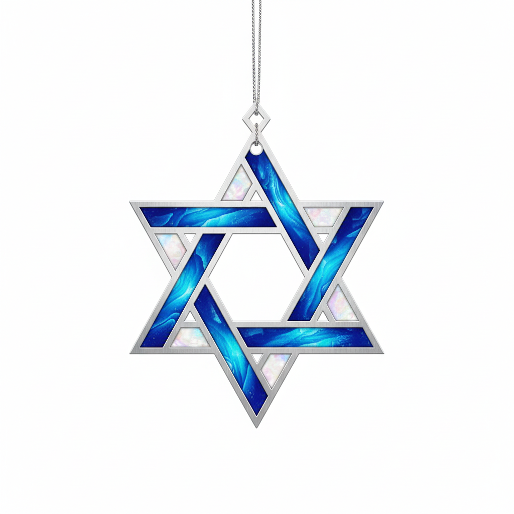 [2D FLAT ACRYLIC] Star of David Hanukkah Ornament – Jewish Acrylic Chanukah Decor Gift