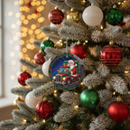 [2D FLAT ACRYLIC] Glass Santa Truck Driver Christmas Ornament | Unique Trucker Gift & Holiday Decor