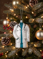 [2D FLAT ACRYLIC] Handcrafted Doctor's Coat Glass Ornament – Christmas Gift for Doctors