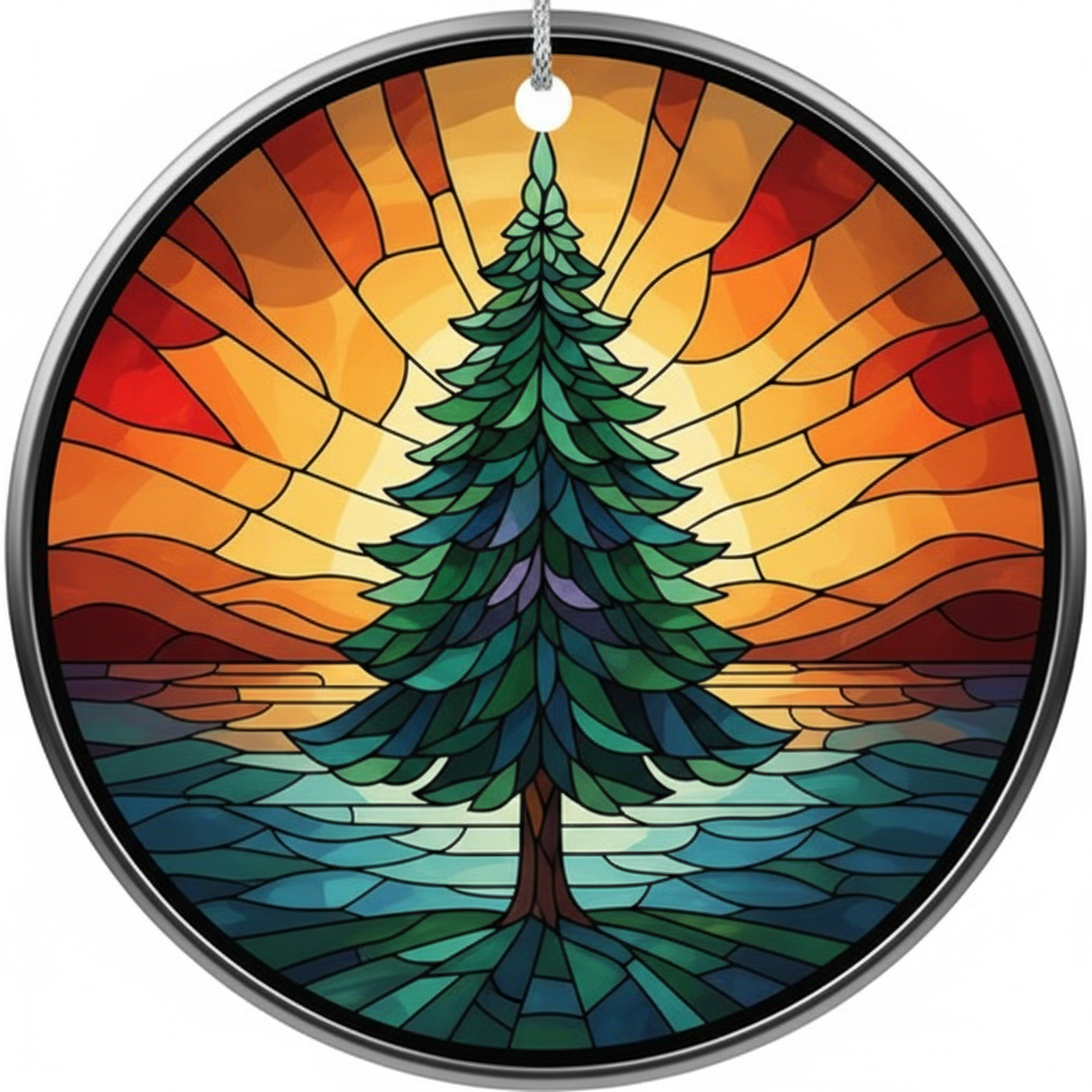 [2D FLAT ACRYLIC] 2025 Stained Glass Effect Christmas Ornament – Collectible Acrylic Suncatcher Gift