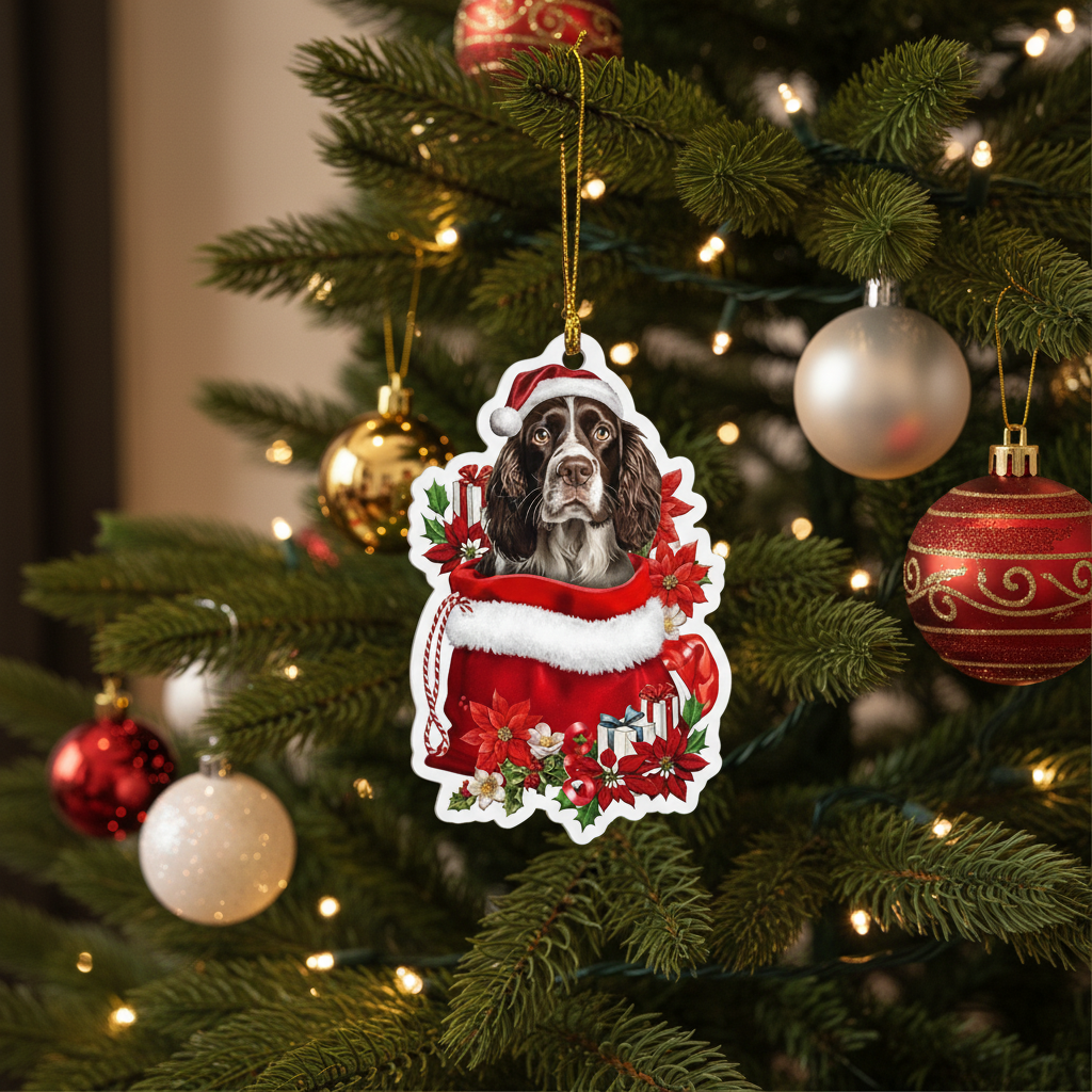 [2D FLAT ACRYLIC] English Springer Spaniel 2D Christmas Ornament – Holiday Keepsake & Car Charm