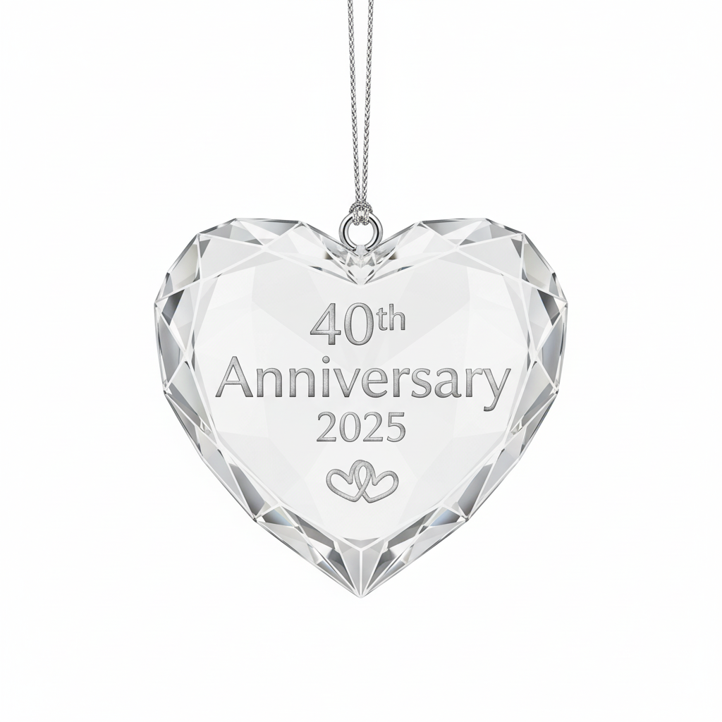 [2D FLAT ACRYLIC] 40th Ruby Anniversary Ornament 2025 – Keepsake Wedding Gift for Couples