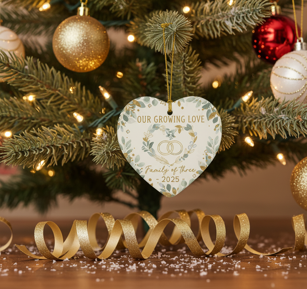 [2D FLAT ACRYLIC] Baby's First Christmas Ornament 2025 | Keepsake Gift for New Parents & Family of 3