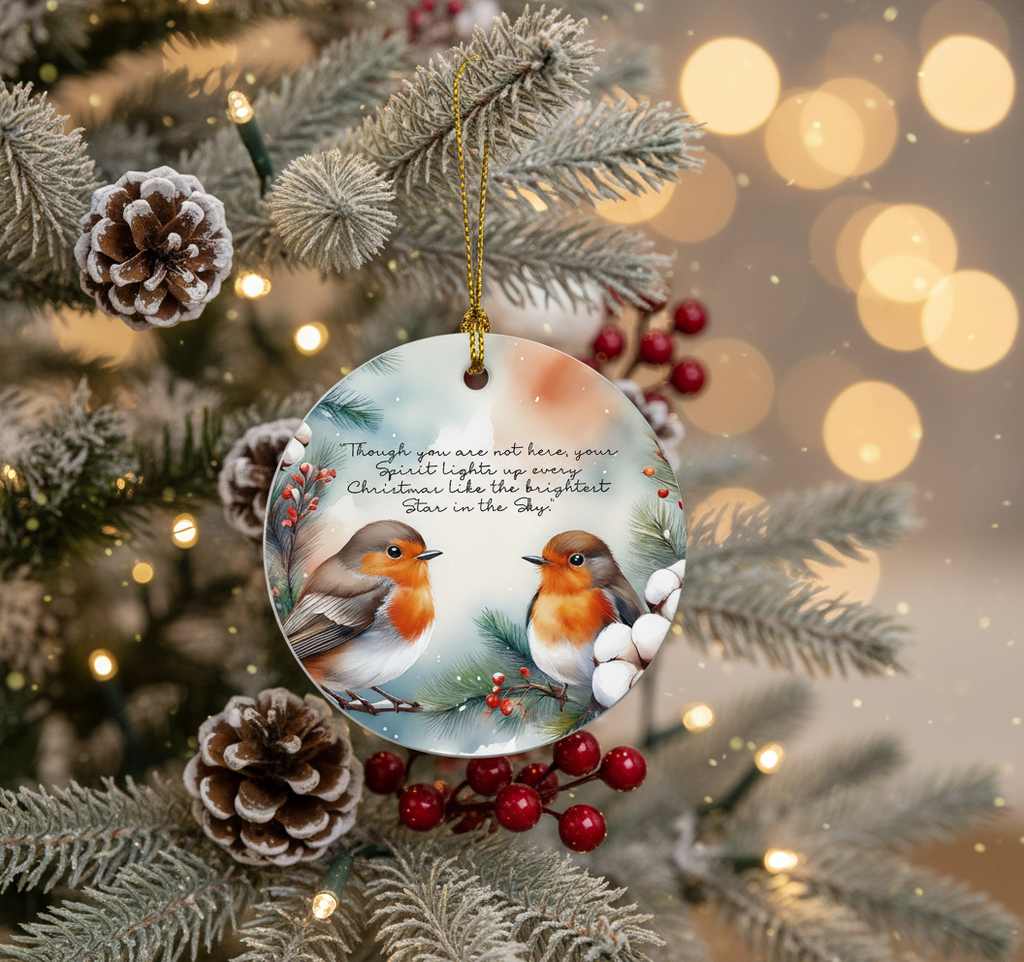 [2D FLAT ACRYLIC] Robin Remembrance Christmas Ornament - Loss of Loved One Keepsake