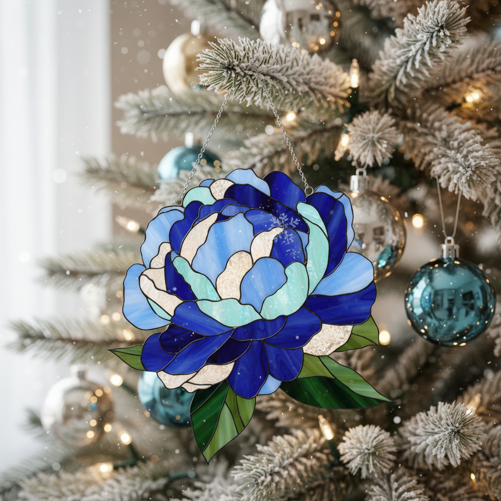 [2D FLAT ACRYLIC] Acrylic Peony Suncatcher Window Hanging – Floral Home Decor Gift for Mom