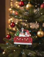 [2D FLAT ACRYLIC] Australian Shepherd Red Car Christmas Ornament 2024 | Keepsake Gift for Dog Lovers