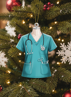 [2D FLAT ACRYLIC] Charming Blue Nurse Scrubs Ornament – Holiday Gift for Healthcare Workers