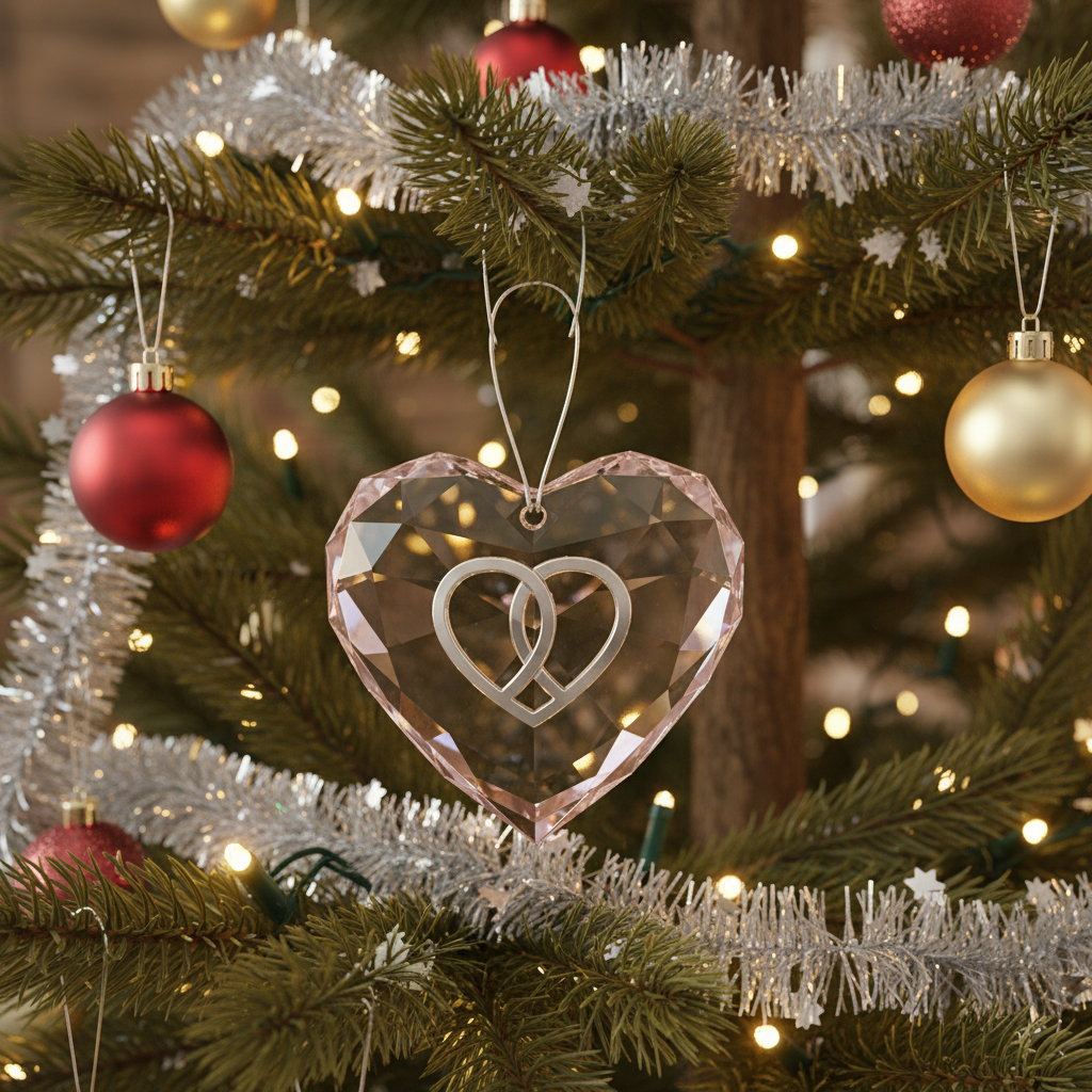 [2D FLAT ACRYLIC] 50th Golden Anniversary Glass Ornament – Heart-Shaped Keepsake Gift for Couples