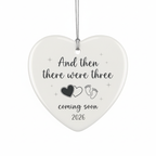 [2D FLAT ACRYLIC] And Then There Were Three Ornament 2026 | Pregnancy Announcement Gift for Expecting Parents