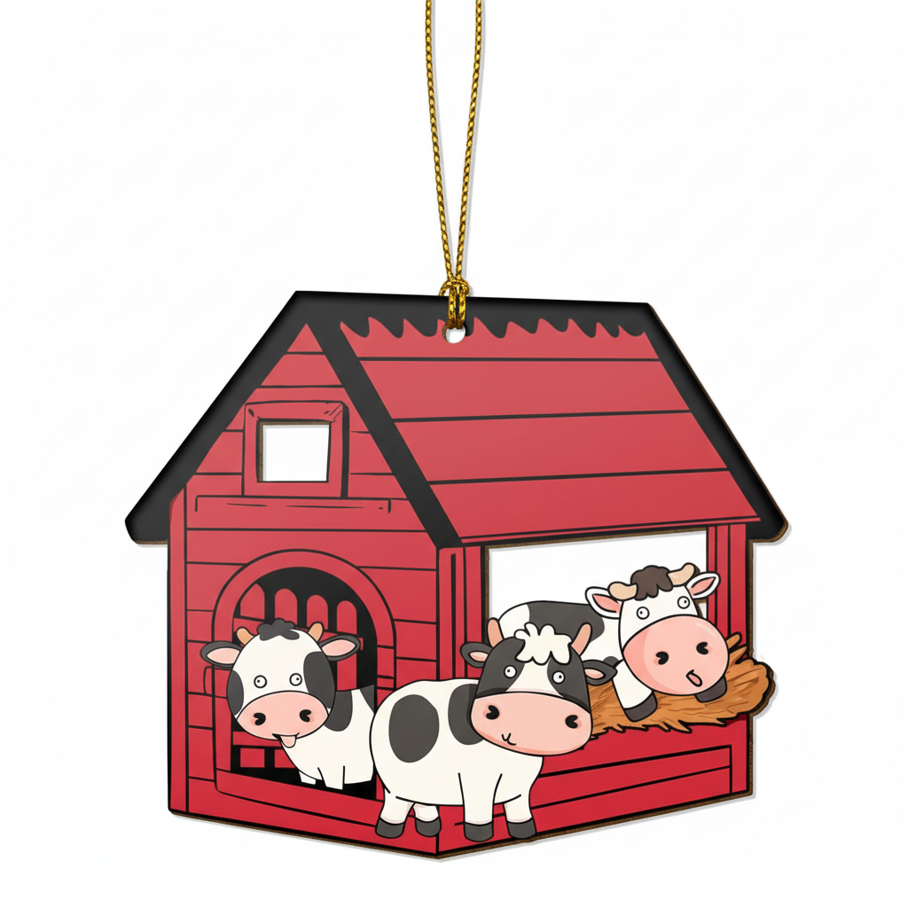 [2D FLAT ACRYLIC] All I Want For Christmas Is Cows Ornament | Wooden Holiday Decor & Gift for Cow Lovers