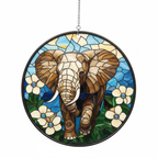 [2D FLAT ACRYLIC] Elephant Acrylic Suncatcher – Beautiful Hanging Window Decor & Gift for Elephant Lovers