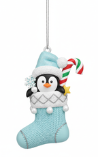 [2D FLAT ACRYLIC] Baby's First Christmas 2025 Ornament – Personalized Penguin Stocking Gift