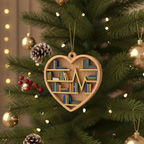 [2D FLAT ACRYLIC] Bookshelf Heart Ornament – Charming Gift for Book Lovers & Readers