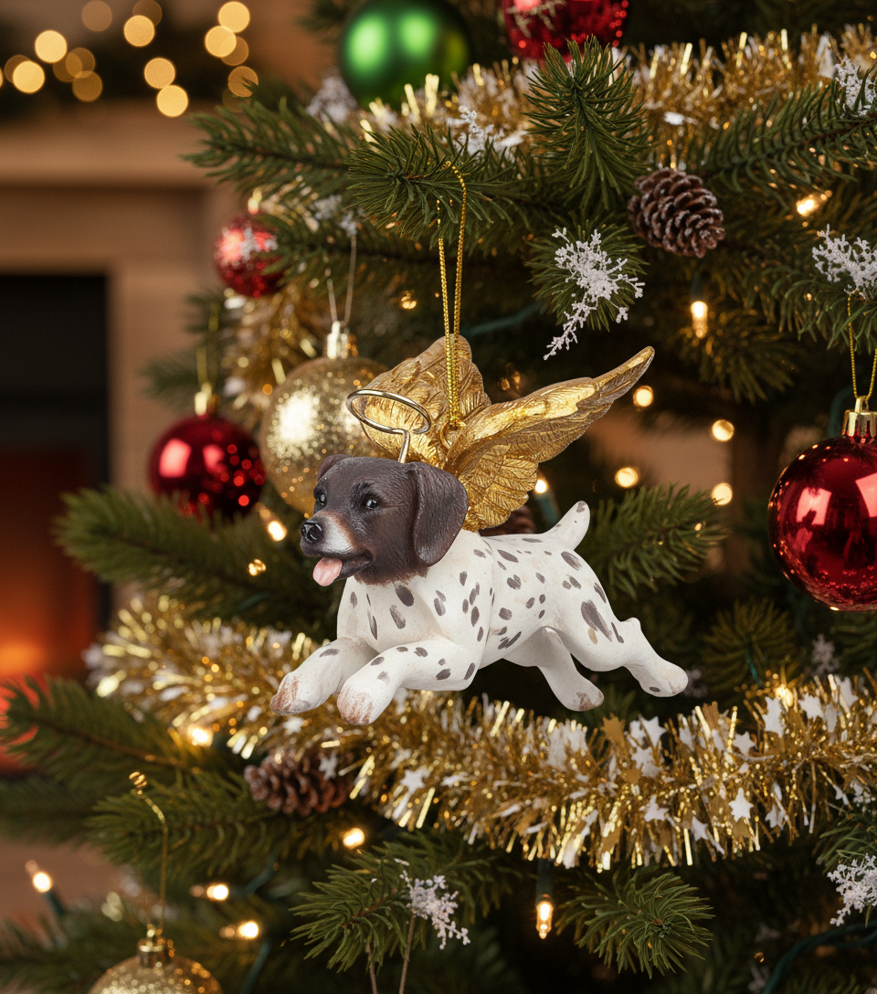 [2D FLAT ACRYLIC] Angel Pointer Christmas Ornament – Elegant Dog Angel Holiday Decoration, Memorial Keepsake for Dog Lovers
