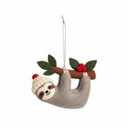 [2D FLAT ACRYLIC] Adorable Felt Sloth Christmas Ornament – Handmade Fair Trade Decoration