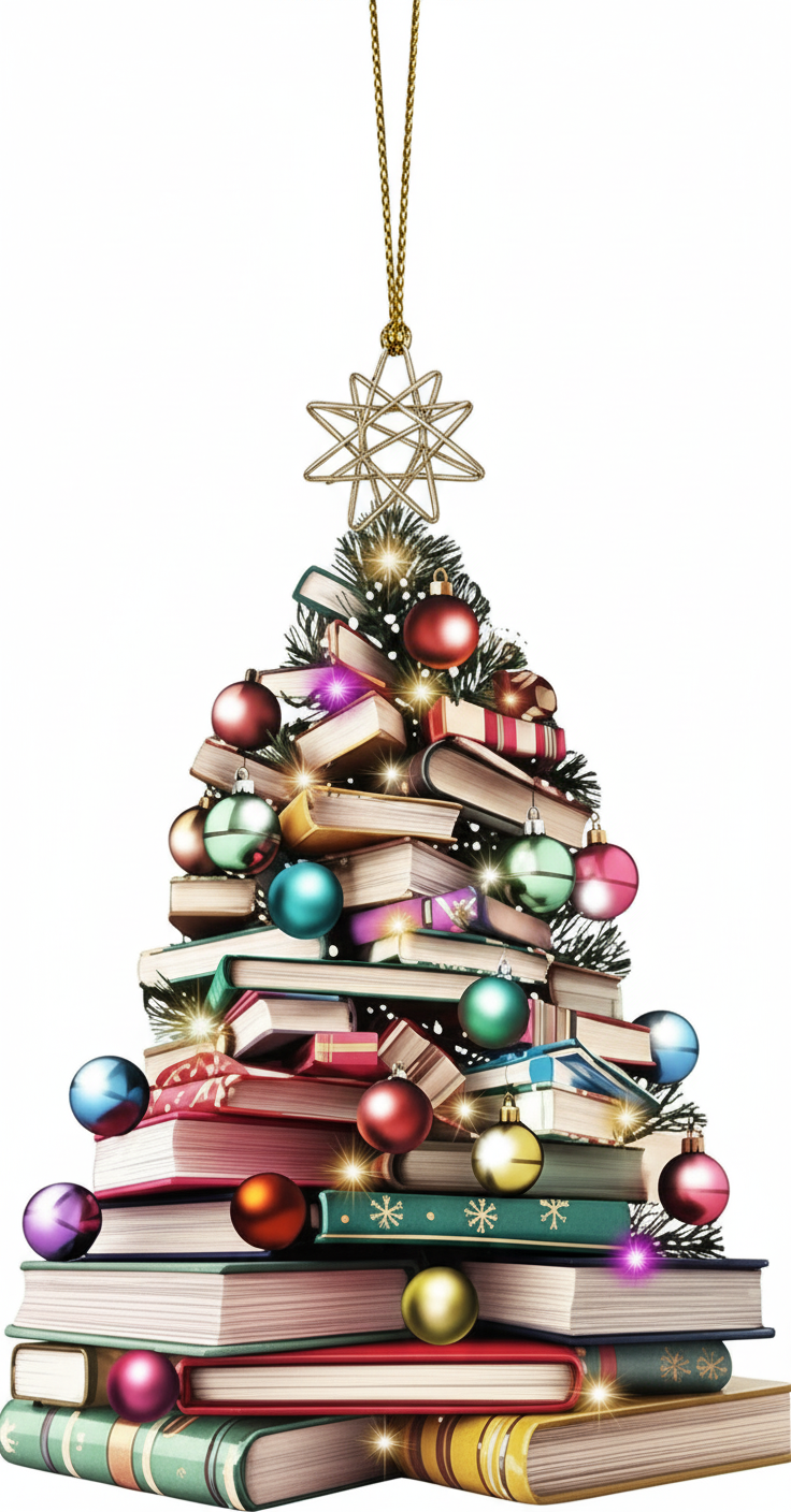 [2D FLAT ACRYLIC] Book Tree Ornament for Book Lovers – Christmas Decorations