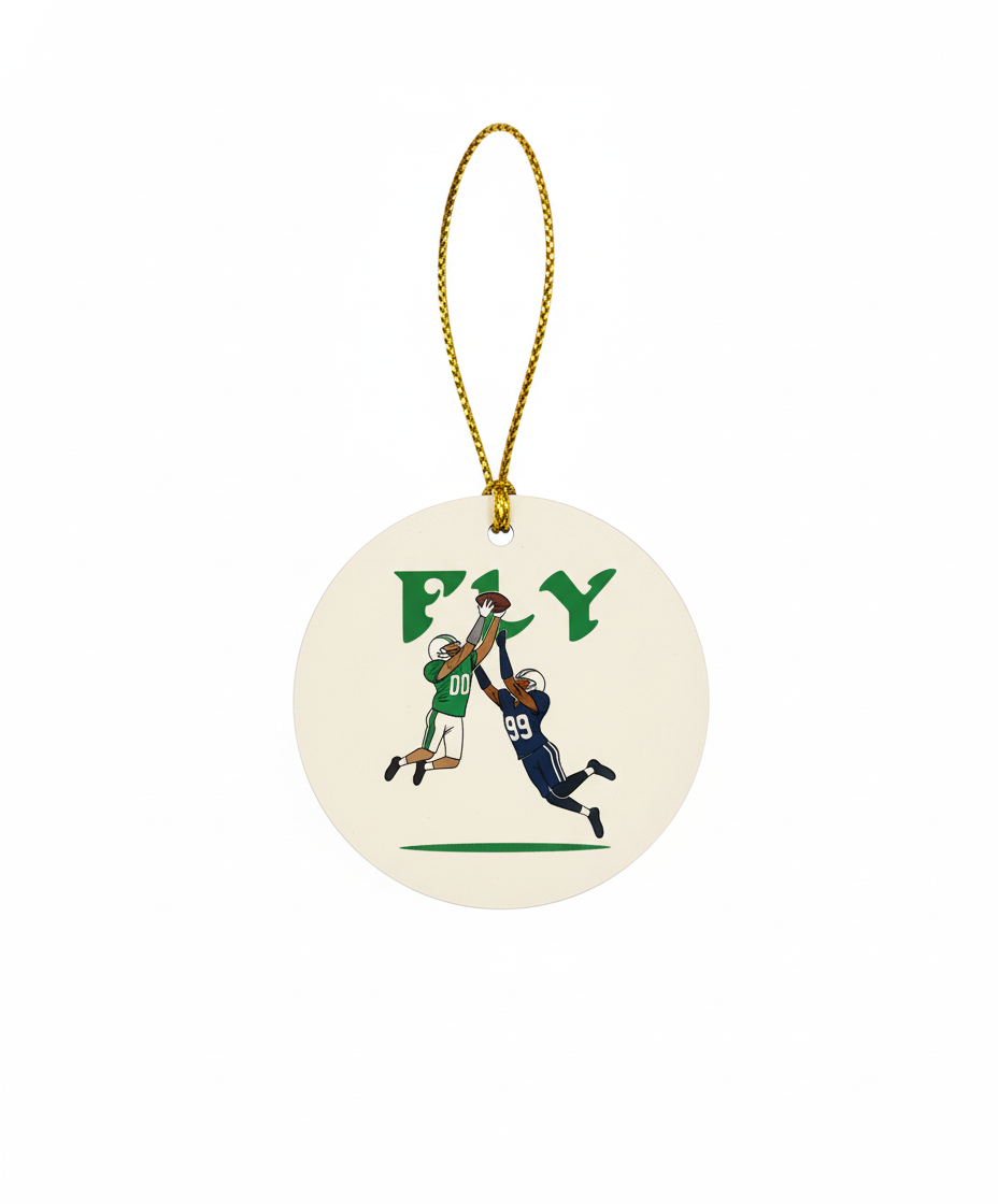[2D FLAT ACRYLIC] Saquon Barkley Hurdle Play Football Christmas Ornament – Iconic Eagles Fan Gift