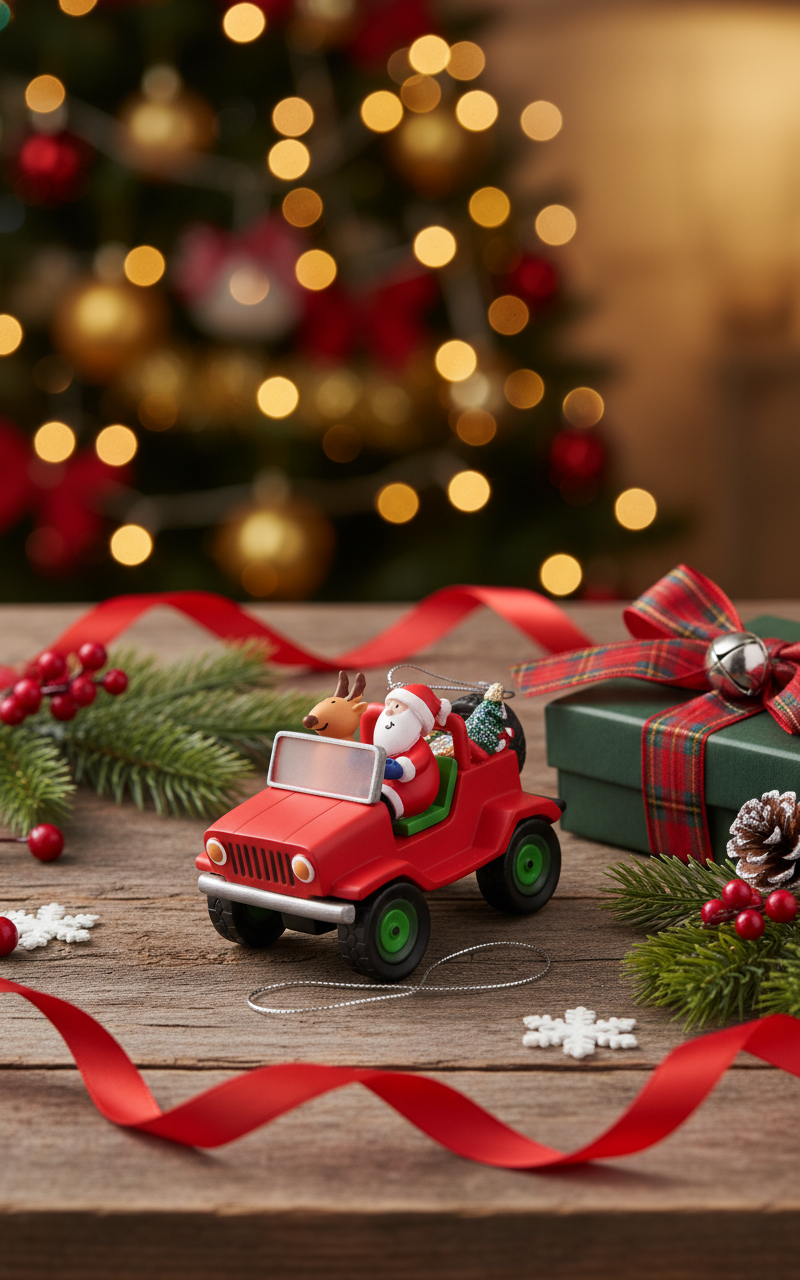 [2D FLAT ACRYLIC] Truckin' Through The Snow Semi Truck Christmas Ornament | Holiday Decor Trucker Gift for Drivers