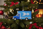[2D FLAT ACRYLIC] Glass Moving Truck Christmas Ornament | Hand-Painted Holiday Decor