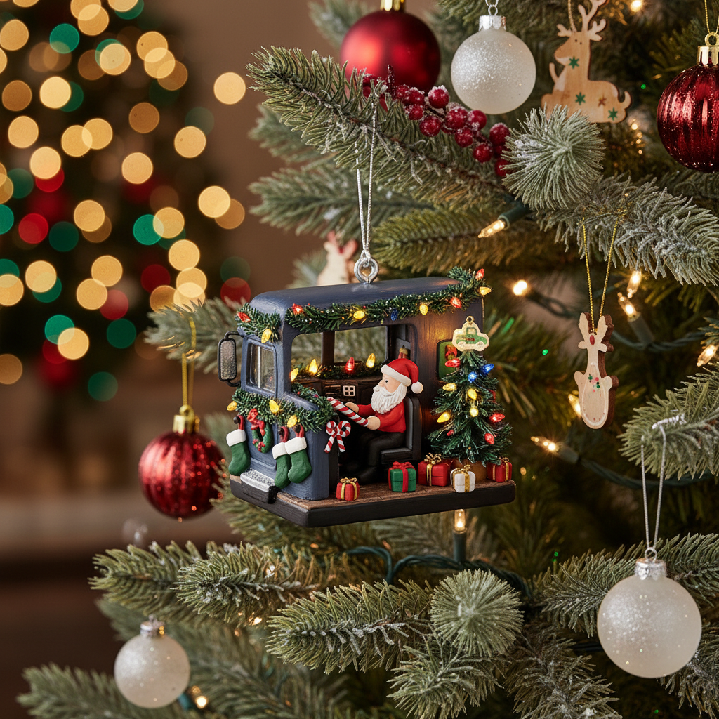 [2D FLAT ACRYLIC] Personalized Delivery Driver Christmas Ornament | Custom Trucker Gift for Mail Carriers