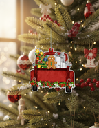 [2D FLAT ACRYLIC] Boxer Red Car Christmas Ornament 2024 | Holiday Keepsake Gift for Dog Lovers