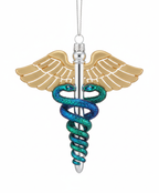 [2D FLAT ACRYLIC] Caduceus Medical Symbol Glass Ornament – Handcrafted Gift for Doctors & Nurses