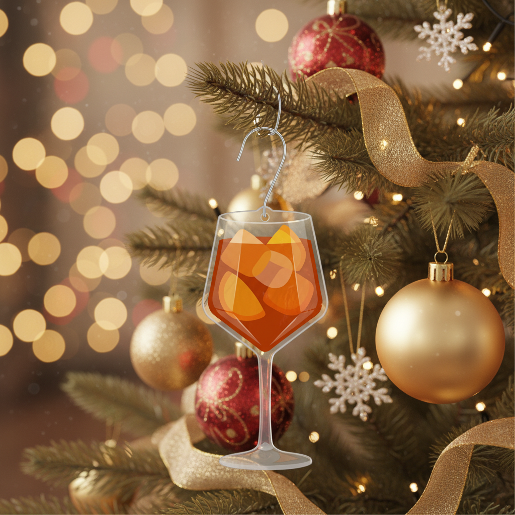 [2D FLAT ACRYLIC] Cocktail Christmas Ornament – Personalized Gift for Whiskey & Cocktail Lovers