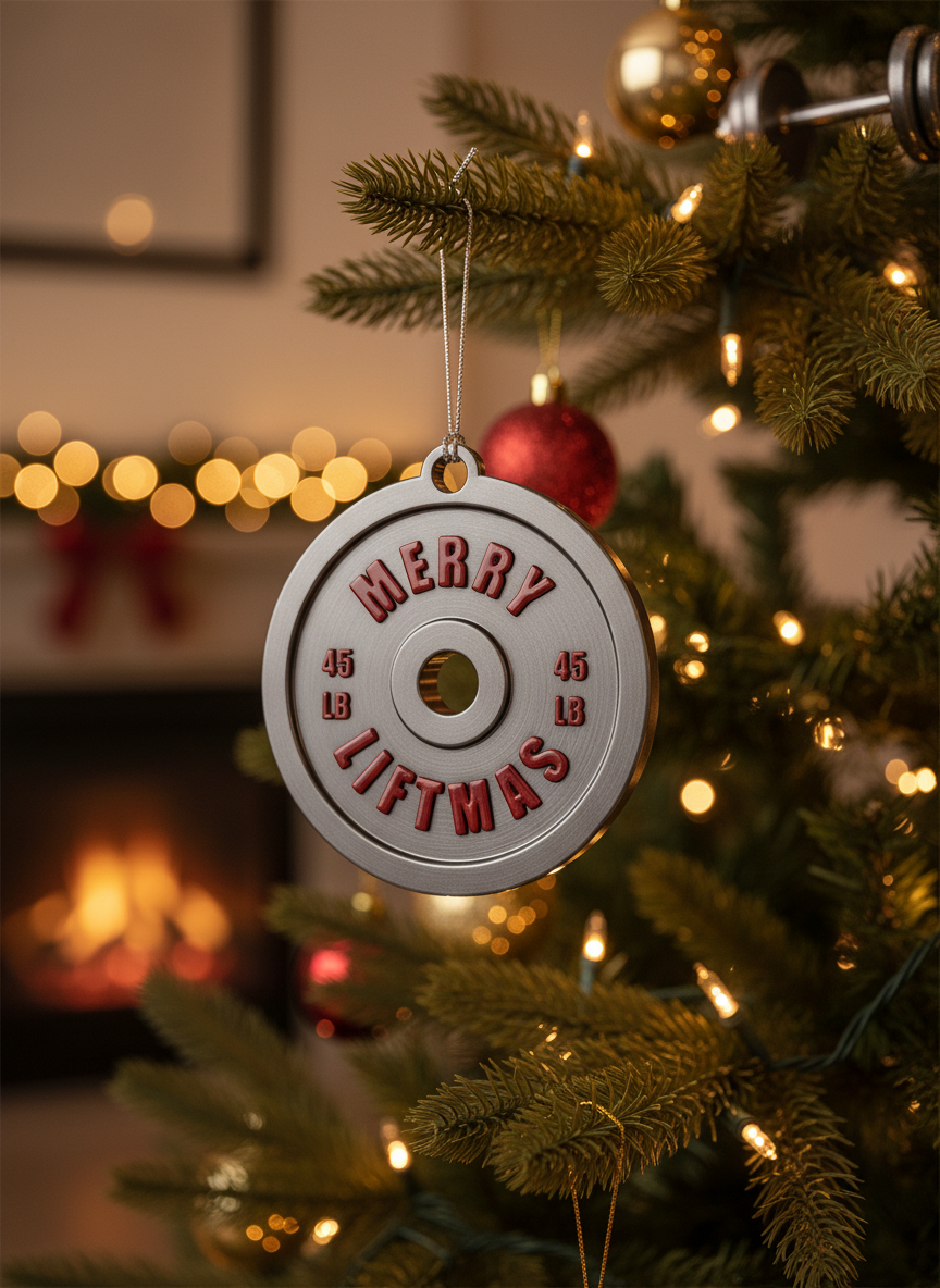 [2D FLAT ACRYLIC] Merry Liftmas Barbell Ornament – Fun Christmas Gift for Gym Lovers