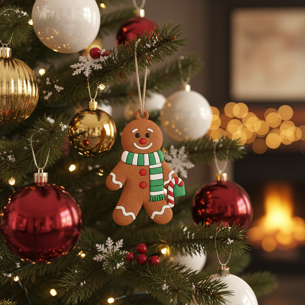 [2D FLAT ACRYLIC] Adorable Gingerbread Man Ornaments – Cute Christmas Tree Decor