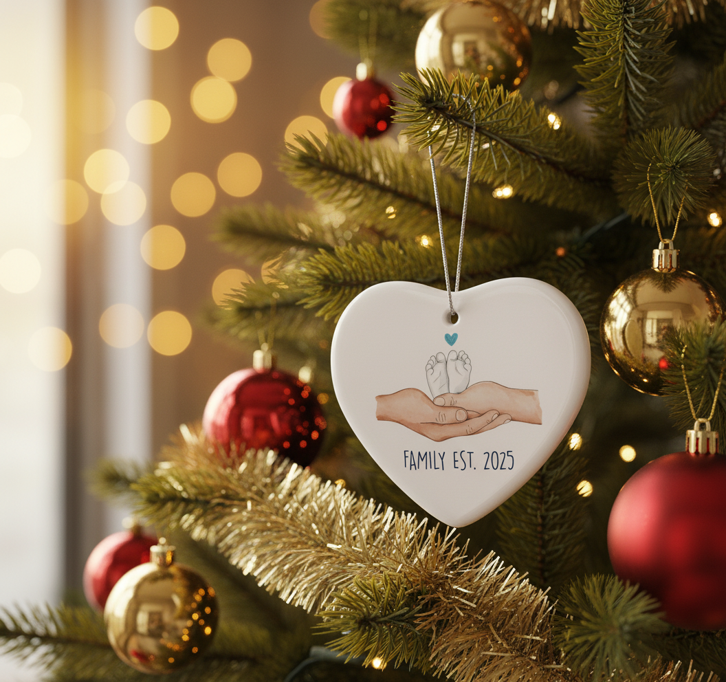 [2D FLAT ACRYLIC] Baby's First Christmas 2025 Ornament – Family of Three Keepsake Gift