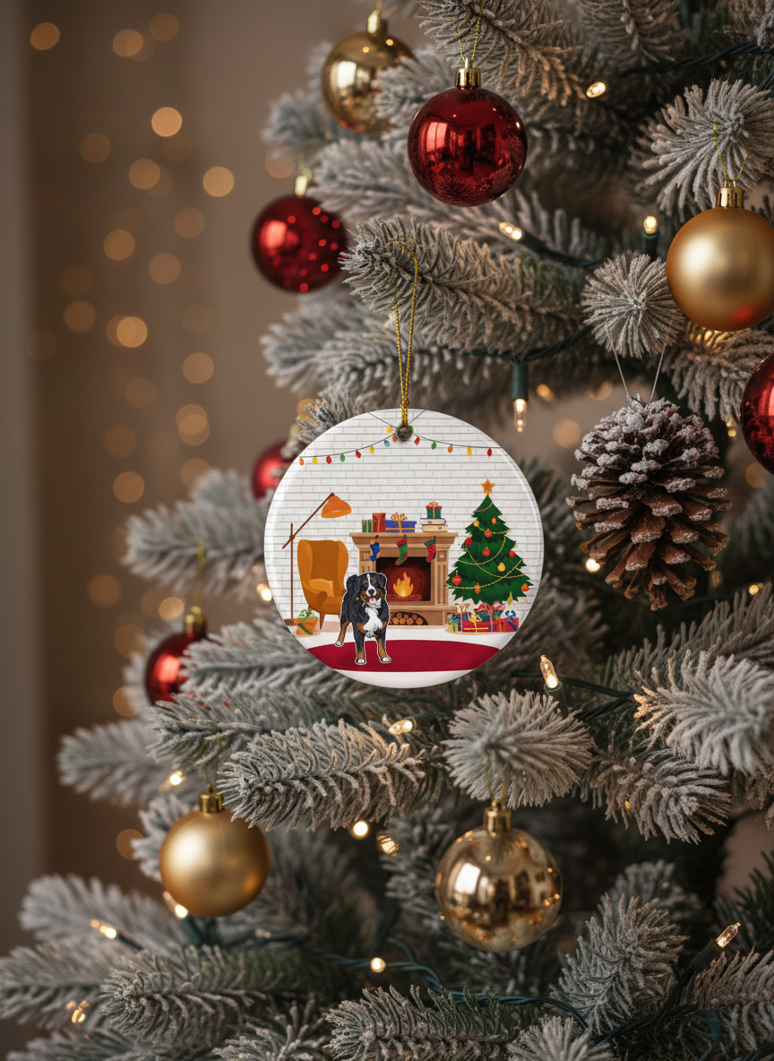[2D FLAT ACRYLIC] Bernese Mountain Dog Christmas Ornament – “My First Christmas” 2025 | Dog Lover Gift & Pet Keepsake Ornament (One-Sided)