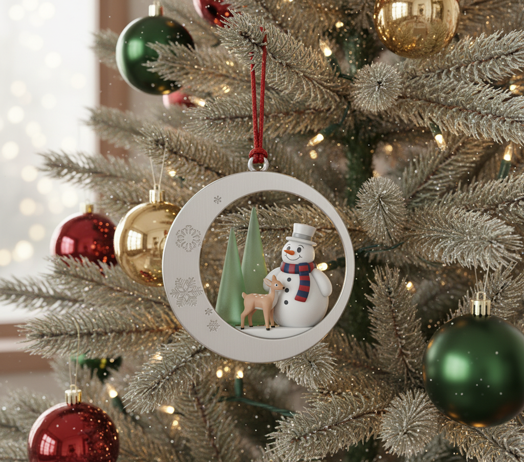 [2D FLAT ACRYLIC] Gnome Riding Cardinal Bird Ornament 2024 – Funny Christmas Tree Decoration