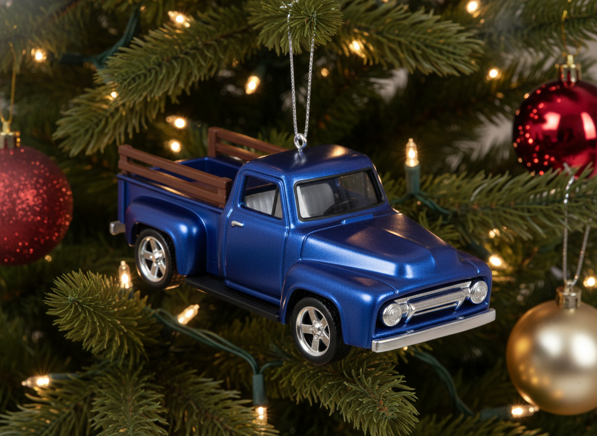[2D FLAT ACRYLIC] TitleHallmark Keepsake 2025 Miniature Christmas Ornament – Lil’ American Trucks 1954 Mercury M-100 Mini Metal – Perfect Gift for Car Collectors