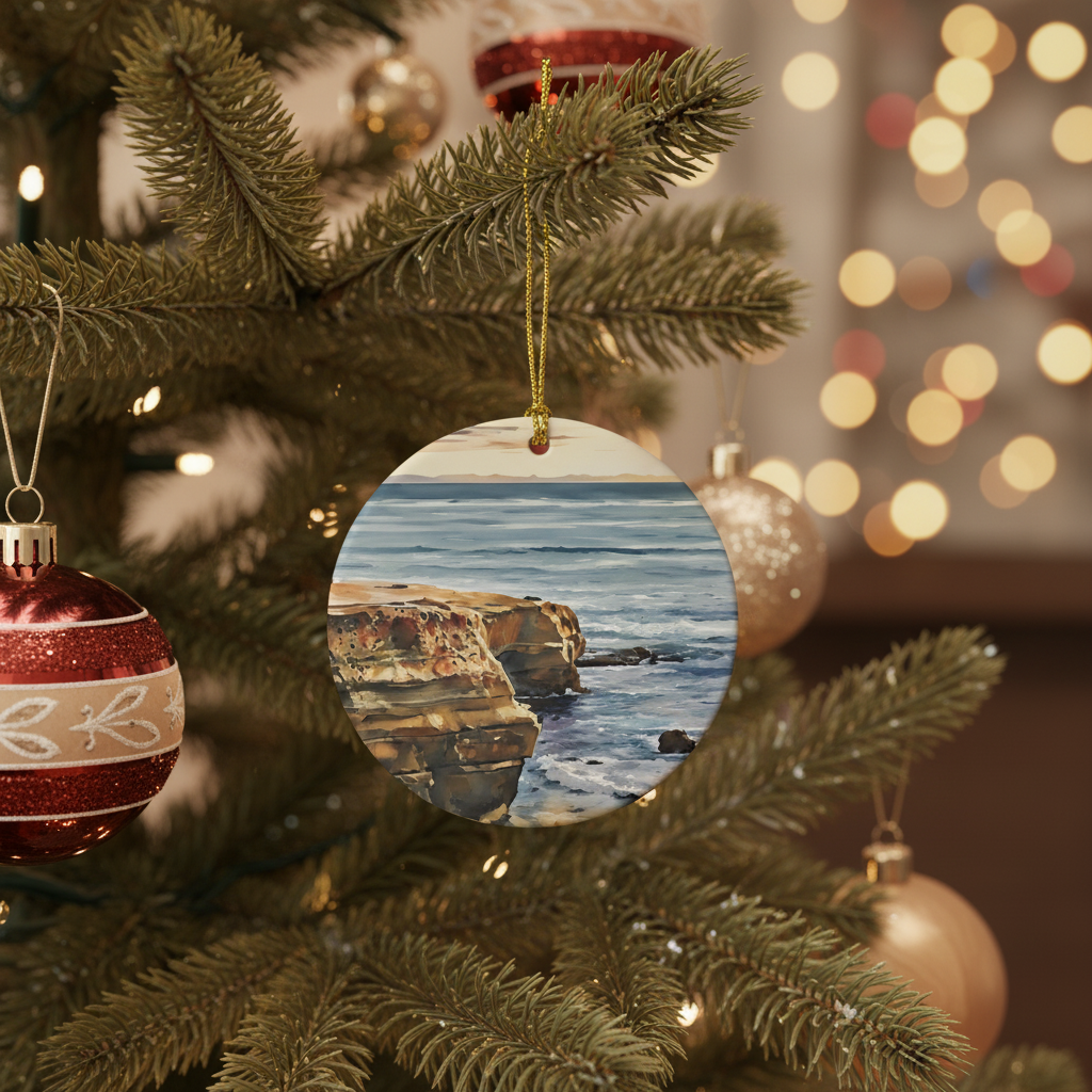 [2D FLAT ACRYLIC] Sunset Cliffs San Diego Ornament – Porcelain Travel Souvenir & Keepsake Gift