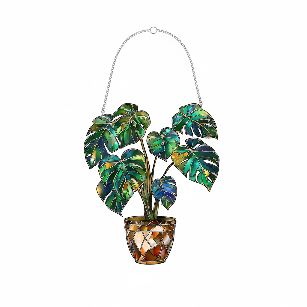 [2D FLAT ACRYLIC] Monstera Plant Acrylic Ornament – Unique Window Decor for Plant Lovers