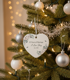 [2D FLAT ACRYLIC] 25th Silver Anniversary Ceramic Ornament – Heart Keepsake Gift for Couples