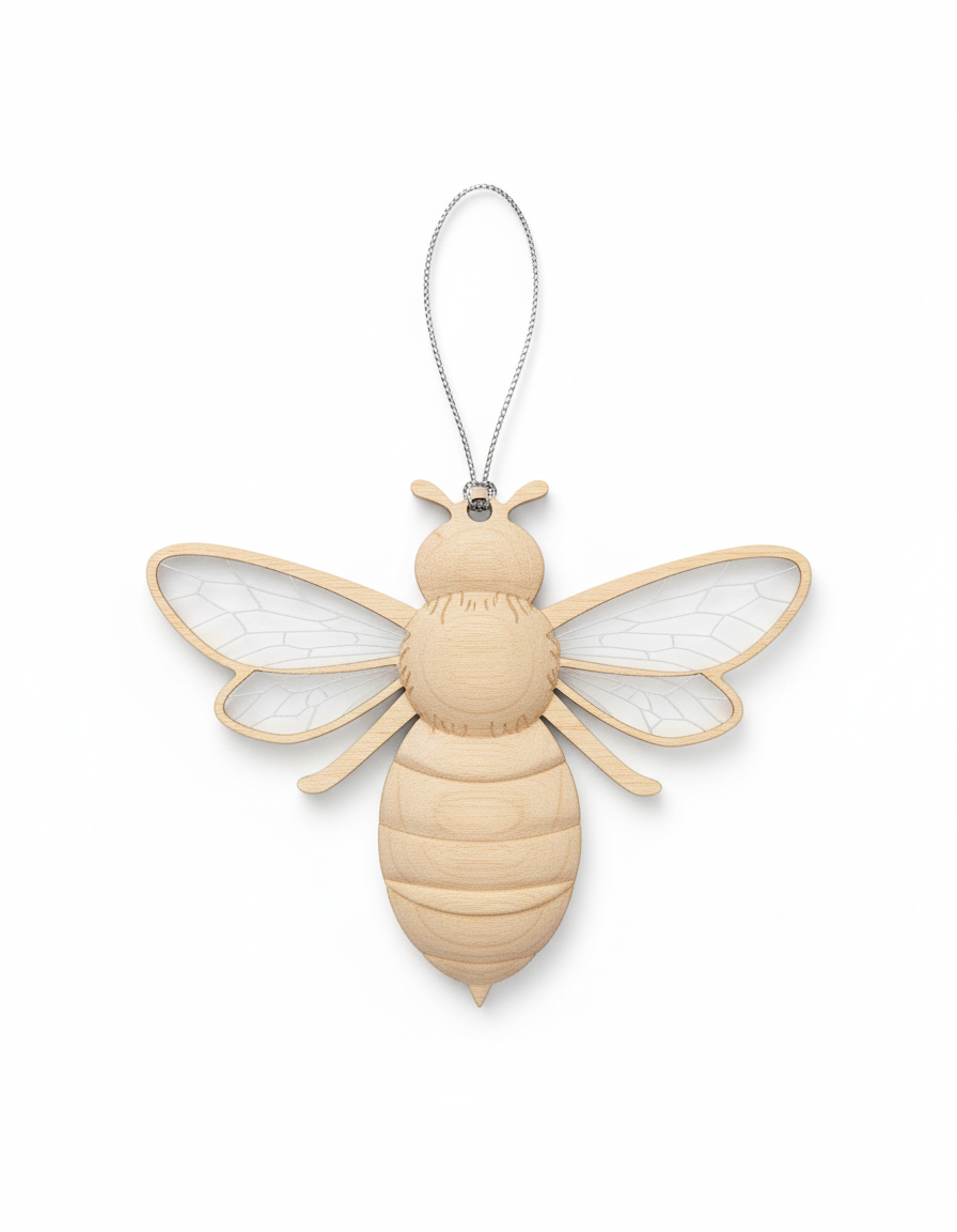 [2D FLAT ACRYLIC] Bee Ornament | 2D Flat Acrylic Ornament | Clear Bee Christmas Decoration | Modern Holiday Gift 2025 | Minimalist Tree Decor