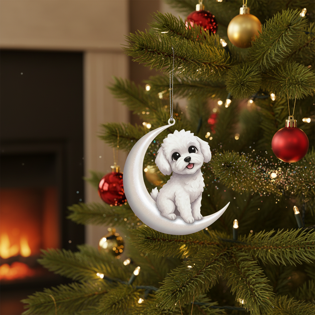 [2D FLAT ACRYLIC] Bichon Dog Memorial Ornament | In Loving Memory Christmas Keepsake Gift