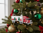 [2D FLAT ACRYLIC] The Bridge Collection Santa Express Truck Ornament – 4.75-Inch Red and White Christmas Semi-Truck Decoration, Perfect Gift for Truck Drivers