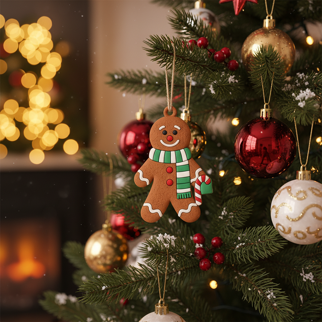 [2D FLAT ACRYLIC] Adorable Gingerbread Man Ornaments – Cute Christmas Tree Decor