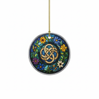 [2D FLAT ACRYLIC] Elegant Celtic Knot Wildflower Ceramic Ornament – Christmas Tree Decor