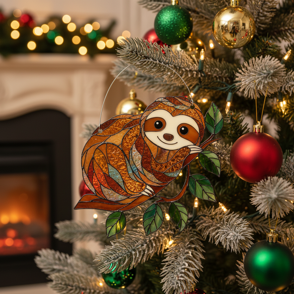 [2D FLAT ACRYLIC] Charming Sloth Hanging Ornament – Acrylic Window Decor & Gift for Sloth Lovers