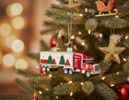 [2D FLAT ACRYLIC] The Bridge Collection Santa Express Truck Ornament – 4.75-Inch Red and White Christmas Semi-Truck Decoration, Perfect Gift for Truck Drivers
