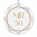 [2D FLAT ACRYLIC] 50th Golden Anniversary Ornament – Elegant Acrylic Keepsake Gift for Couples