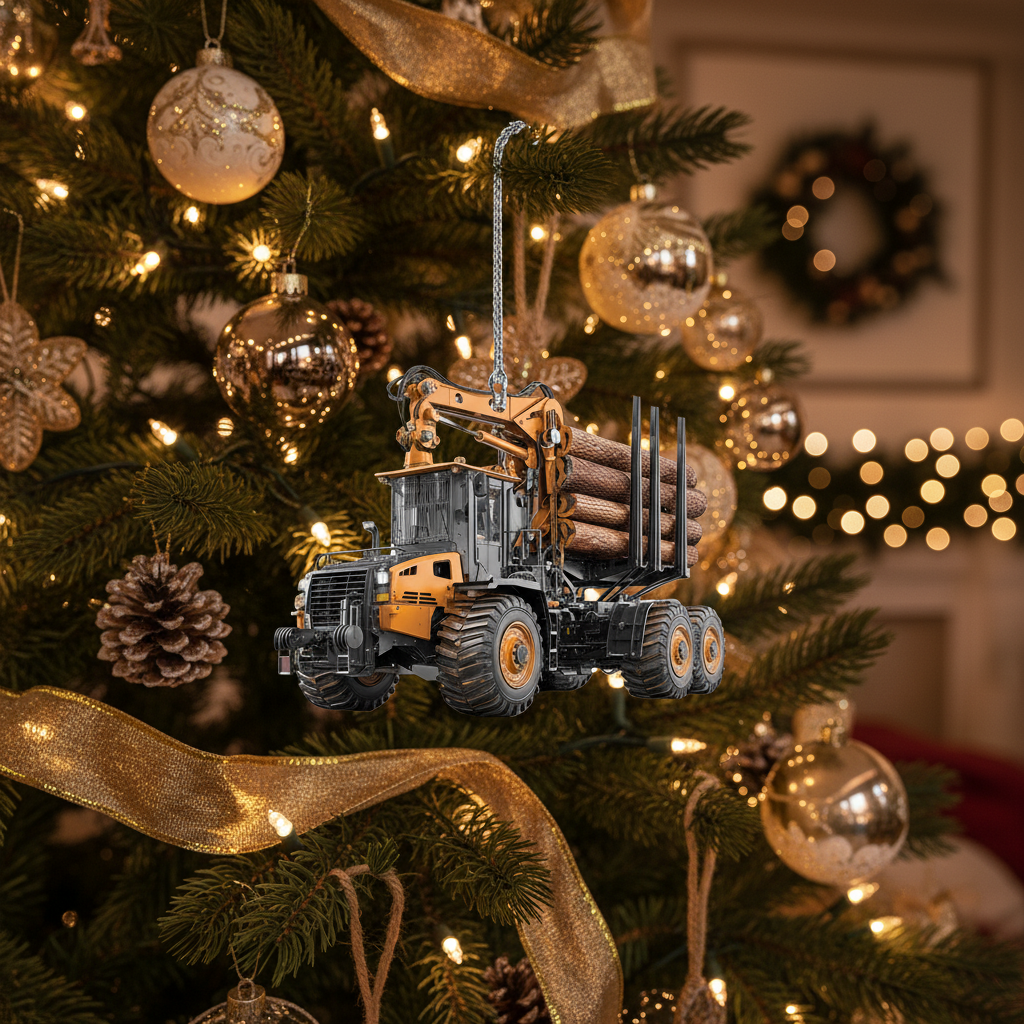 [2D FLAT ACRYLIC] Personalized Family Christmas Ornament | Custom Red Truck Holiday Decor