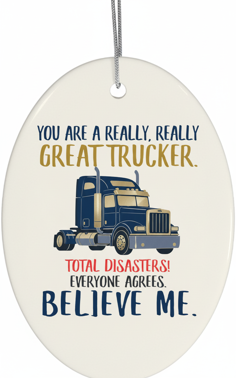 [2D FLAT ACRYLIC] You Are Great Trucker Christmas Ornament | Thoughtful Truck Driver Gift | Ceramic Holiday Decor