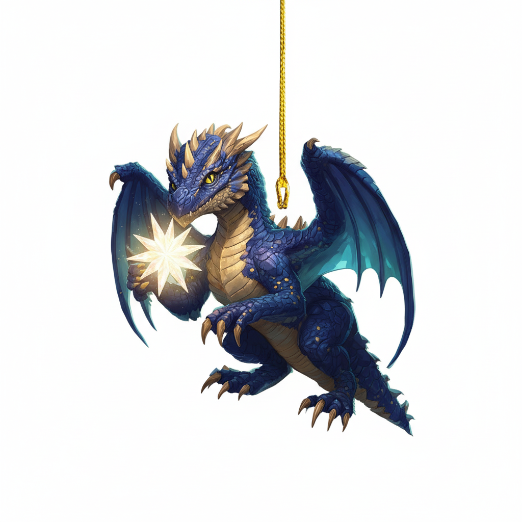 [2D FLAT ACRYLIC] Gingerbread Galaxy Dragon Ornament – Fantasy Christmas Tree Decor 2025