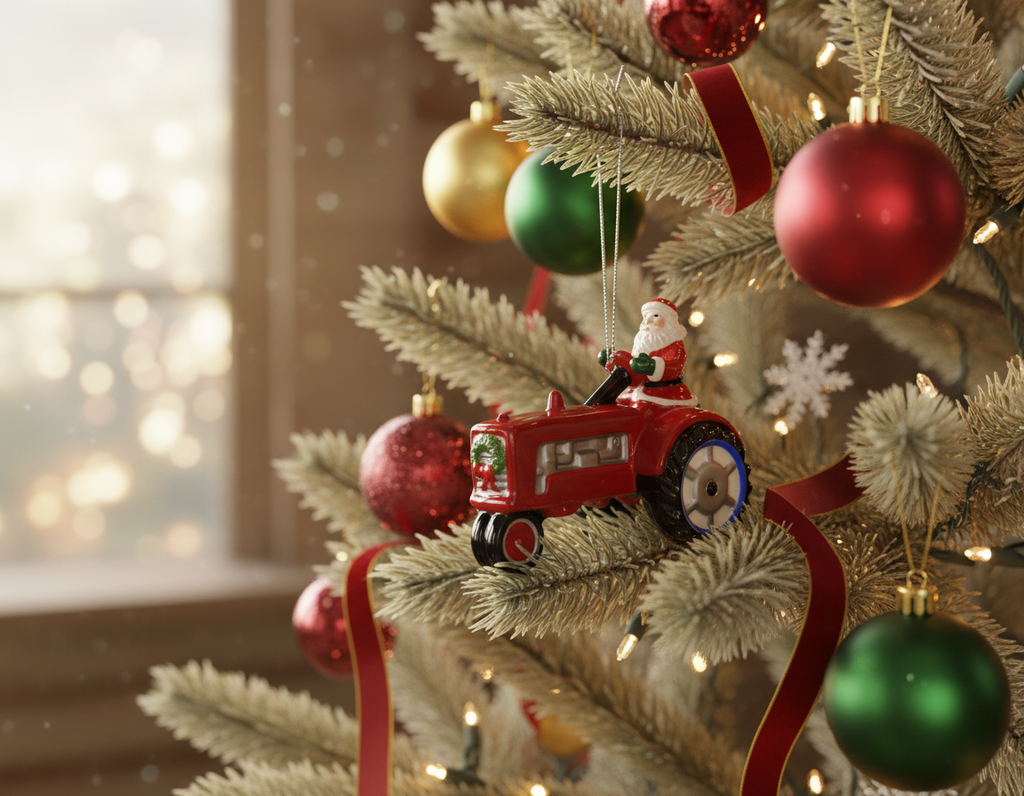[2D FLAT ACRYLIC] Red Truck and Jolly Snowman Christmas Ornament | Festive Holiday Decor