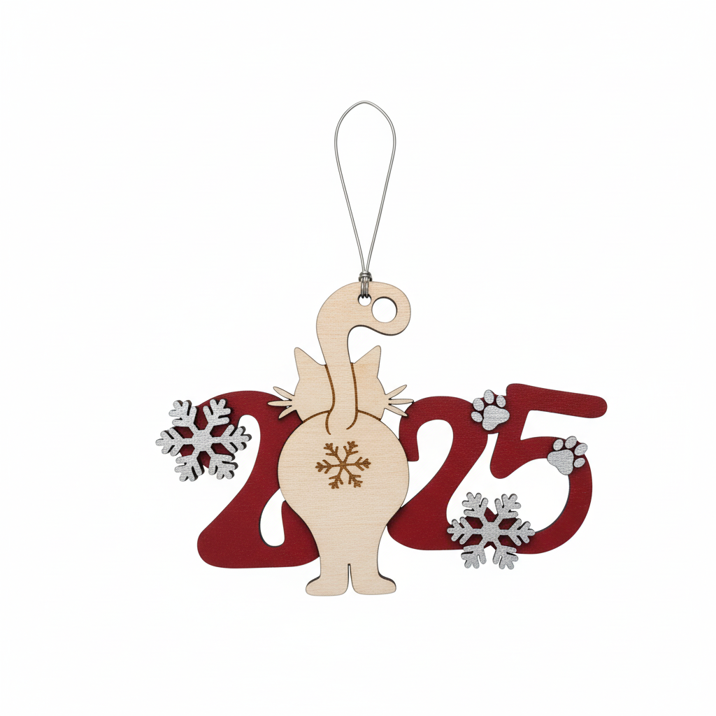 [2D FLAT ACRYLIC] Funny Cat Butt Christmas Ornament 2025 – Humorous Gift for Cat Lovers